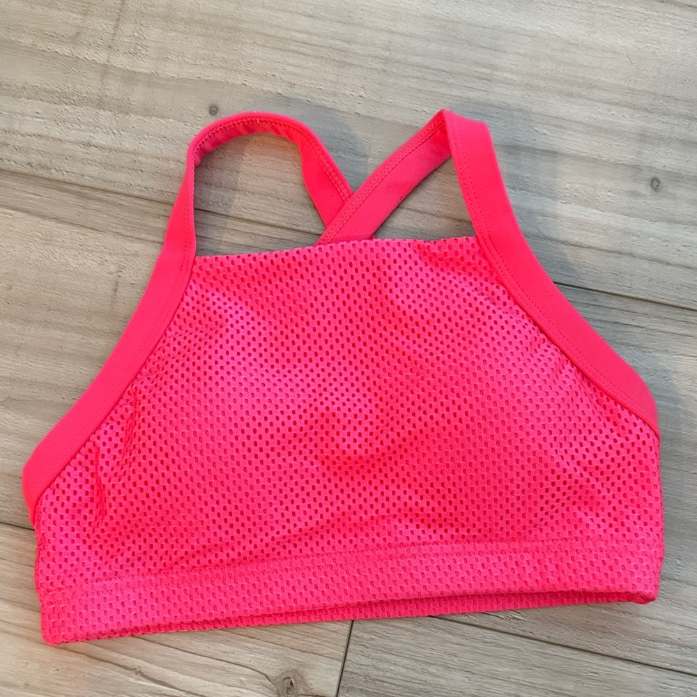 Vibrant Pink Sports Bra High Neck